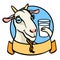 Goat holding glass of milk illustration