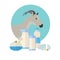 Goat Icon with Milk Products. Dairy Set