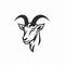Goat Logo Design With Horns - Black And White Art