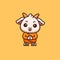 Goat Monk Cute Creative Kawaii Cartoon Mascot Logo