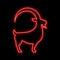 Goat neon sign. Bright glowing symbol on a black background.
