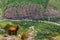 Goat overlooking the canyon of river Chicamocha in Colomb