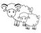 Goat and puppy animals cartoons in black and white