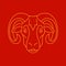 Goat ram head portrait Chinese New Year monochrome golden line icon vector illustration