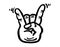 Goat rock symbol, hand gesture. Cool, party, respect, communication Rock and Roll icon. Lineart doodle hand-drawn vector