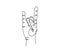 Goat rock symbol one line art. Continuous line drawing of gesture, hand.