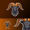 Goat sheeep mascot sport gaming esport logo template black fur green horn for squad team club