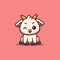 Goat Sitting Winking Cute Creative Kawaii Cartoon Mascot Logo