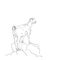 Goat sketch, Animal goat is standing high on rocks, Vector hand drawn linear