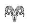 Goat skull pixel art. pixelated Goat head skeleton. 8 bit Vector illustration