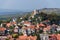 Goat Tower Kozi Hradek rocky dominant of the Mikulov skyline, South Moravia, Czech Republic, sunny day