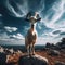 Goats standing on the mountain