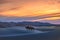 Gobi desert, may 2019, Mongolia : Camel going through the sand dunes on sunrise, Gobi desert Mongolia