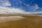 Gobi Desert after rain. Reflection of clouds