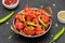 Gobi Manchurian dry or chilly gobi cauliflower fry, street food North India