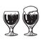 Goblet beer glass. Hand drawn vector illustration on white background.