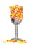 Goblet glass filled with candy corn