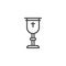 Goblet with holy cross line icon