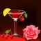 With goblet rose and ripe cherry