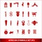 God african symbols set red color