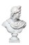 God Apollo bust sculpture. Ancient Greek god of Sun and Poetry Plaster copy of a marble statue isolated on white.