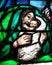 God, the Creator of all life, detail of stained glass window in church of Saint John in Piflas, Germany