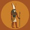 The god of heaven and sun in the guise of a falcon, a man with the head of a falcon is the ancient god Horus. Color