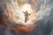 God in heaven, surrounded by clouds and rays of light. The artwork captures the majesty and grandeur of the divine presence,