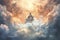 God in heaven, surrounded by clouds and rays of light. The artwork captures the majesty and grandeur of the divine presence,