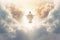 God in heaven, surrounded by clouds and rays of light. The artwork captures the majesty and grandeur of the divine presence,