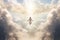 God in heaven, surrounded by clouds and rays of light. The artwork captures the majesty and grandeur of the divine presence,