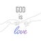 God is love motivational quote with hands of God- Creation of Adam