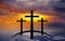 God`s cross . Light in dark sky . Religion background .