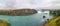 Godafoss waterfall in Iceland panorama of plunge pool turquoise water