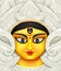 Goddess Durga Face in Happy Durga Puja Subh Navratri background