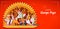 Goddess Durga Face in Happy Durga Puja Subh Navratri Indian religious header banner background