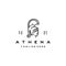 Goddess greek Athena Line art Logo Design template. Elegant, luxury, premium vector