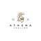 Goddess greek Athena Line art Logo Design template. Elegant, luxury, premium vector