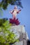 Goddess Lakshmi statue clock tower out of use on Art Deco Lakshmi building at Phiroze Shah Mehta road , Bombay Mumbai