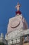 Goddess Lakshmi statue clock tower out of use on Art Deco Lakshmi building at Phiroze Shah Mehta road , Bombay Mumbai