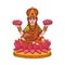 Goddess maa lakshmi with pot gold coins and lotus flowers a vector illustration.