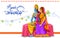 Goddess Radha and Lord Krishna in Happy Janmashtami festival background of India