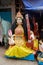 Goddess Saraswati idol is under preparation for upcoming Saraswati Puja festival at a potter\'s studio. Devi Saraswati is