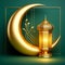 Goden Eid mubarak lamp with green background