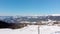 Goderdzi, Georgia - 17th january, 2023: panoramic view winter ski resort Goderdzi with cable way car operate in sunny day with