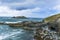 Godrevy point lighthouse and coastline at Cornwall