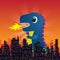 Godzilla in city on white background vector illustration