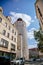 Goerlitz, Germany, 04 September 2021: gothic renaissance massive Thick Tower or Dicker Turm with Sandstone Relief at Marienplatz