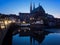 Goerlitz, Saxony, Germany - 2018/04/17: cityscape with St. Peter and Paul church at Blue hour