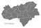 Goettingen city map with boroughs grey illustration silhouette shape